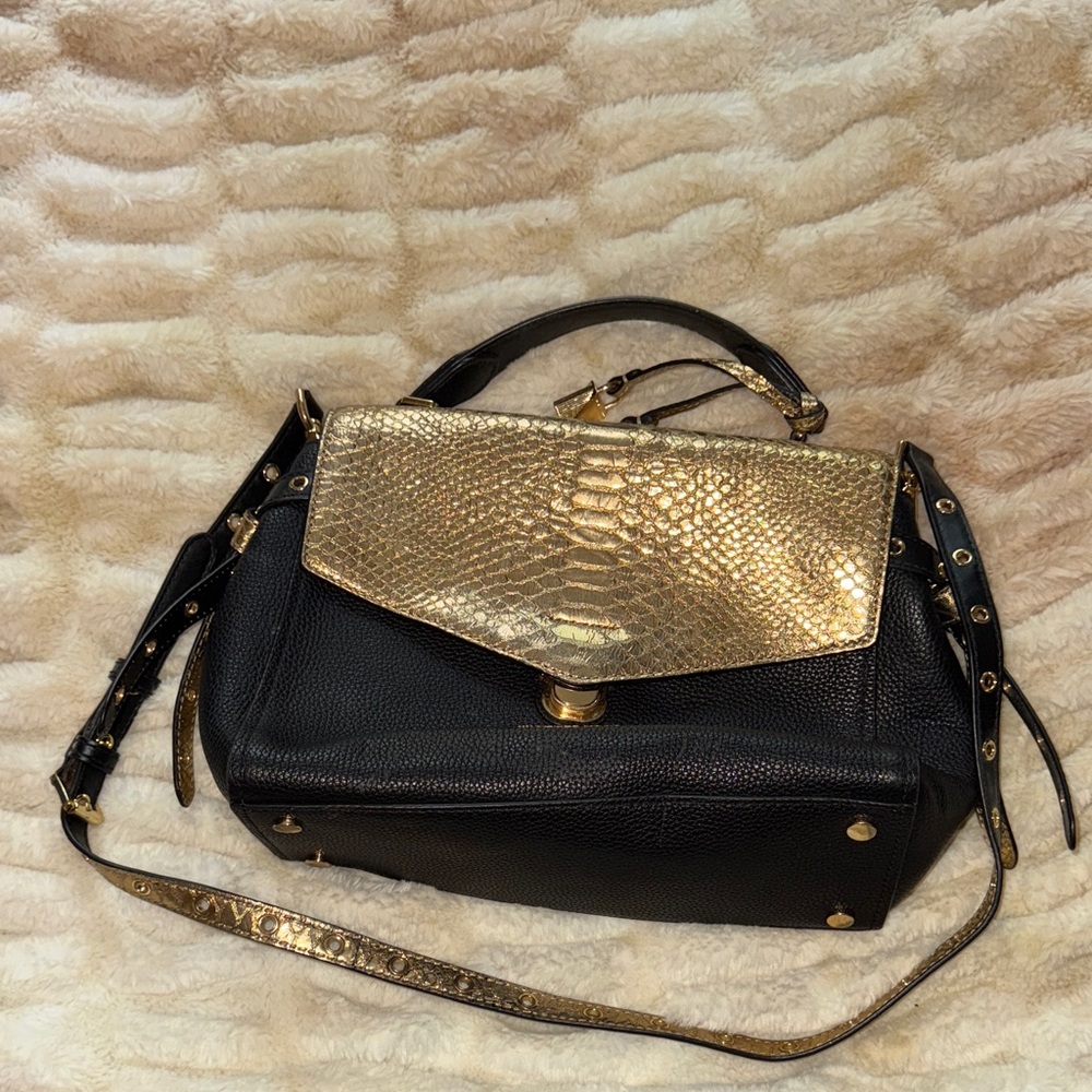 MICHAEL KORS
Bristol Medium Metallic Snake-Embossed-Leather Satchel
